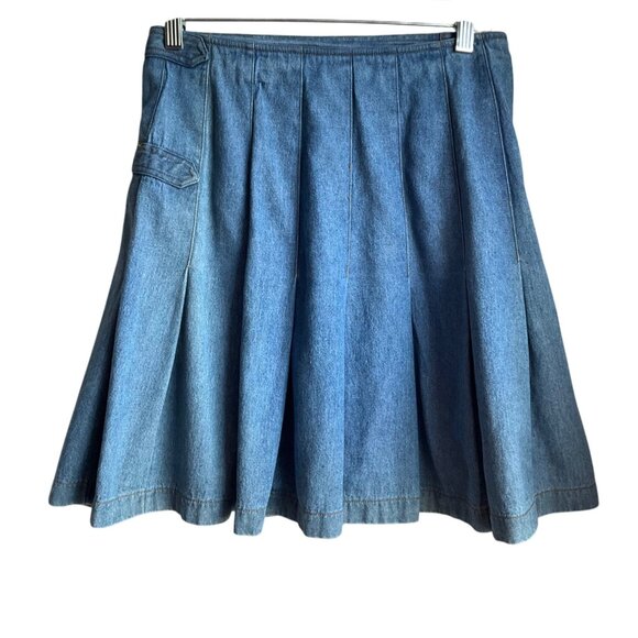 VTG Y2K My Weekend Clothes Pleated Mini Denim Wrap Skirt Buckle Grunge - Picture 2 of 12